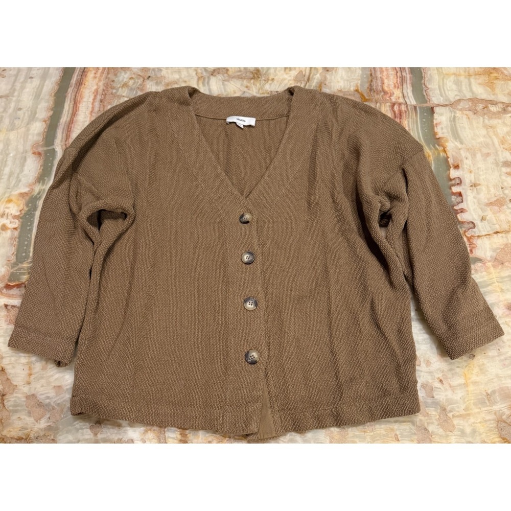 Sauths Womens Cardigan Sweater Camel‎ Brown V-Neck Button Front Size Medium